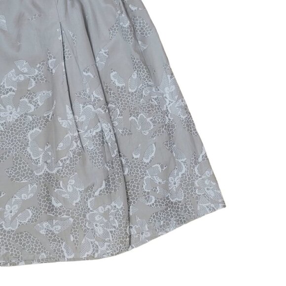 LITTLE BLACK DRESS Taupe silk pleated floral elastic waist a-line skirt - Picture 6 of 11